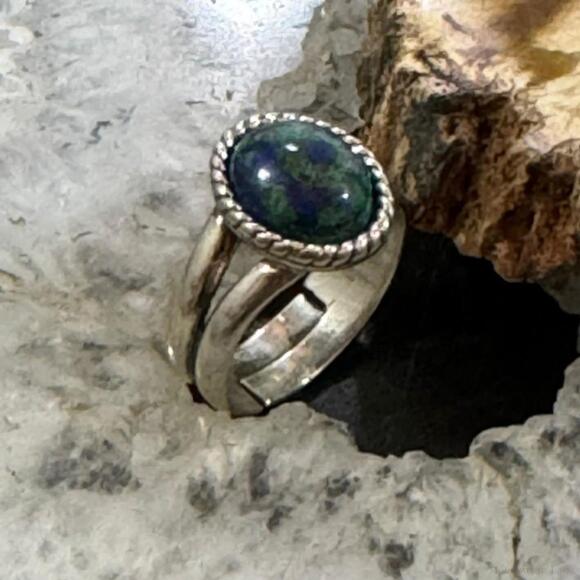 Carolyn Pollack Sterling Silver Oval Chrysocolla Ring Size 6 For Women - Picture 3 of 10